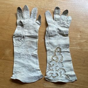 Vintage womens gloves, 7 soft cream color light leather, made In France, #5